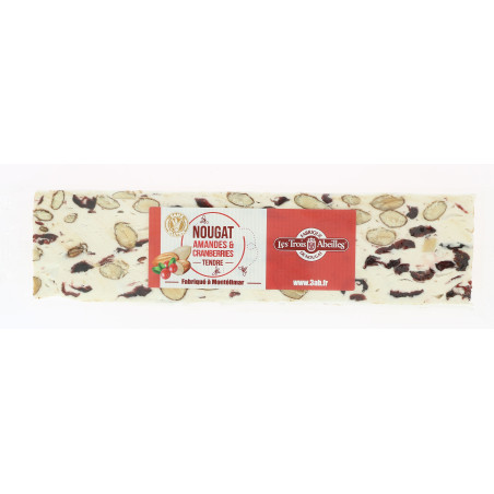 Barre de nougat tendre 20% d'amandes et cranberries  100 g